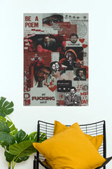 The Professor Money Heist Collage Poster – Vintage Red Aesthetic Wall Art (Series Poster)