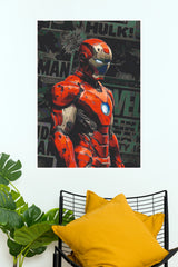 Iron Man Comic Style Wall Art Poster – Red Armor Superhero Graphic Print (Super Hero Poster)