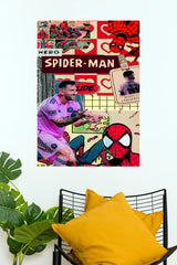 Spider-Man Football Star Pop Art Wall Poster – Comic Inspired Sports Collage (Super Hero Poster)