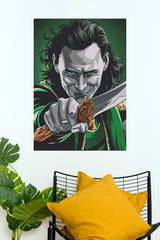 Loki Mischief Poster – Green Comic Style Character Wall Art (Super Hero Poster)
