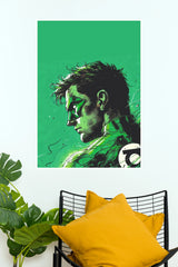 Green Masked Hero Comic Style Wall Poster (Super Hero Poster)