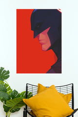 Batman Minimalist Red Background Wall Poster | Dark Knight Superhero Art Print (Super Hero Poster)