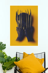 Wolverine Claw Shadow Poster – Bold Yellow & Black Superhero Wall Art (Super Hero Poster)