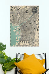 Osaka Japan Vintage Map Wall Poster – City Map Digital Print (MAP Poster)