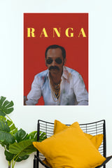 Aavesham Fahadh Faasil Ranga Minimalist Red Poster – Yellow Typography Paper Print (Tollywood Poster)