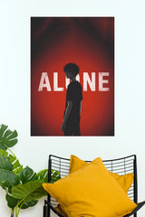 "Alone" Anime Boy Silhouette Paper Poster – Dark Moody Typography Wall Art for Bedroom, Game Room & Dorm Decor (Gym And Motivational Poster)