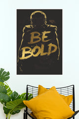 "Be Bold" American Football Player Poster – Gold Brush Typography Motivational Wall Art for Gym, Bedroom & Sports Room Decor (Gym And Motivational Poster)