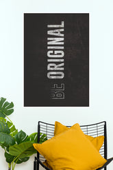 "Be Original" Vertical Stencil Typography Poster – Dark Industrial Motivational Wall Art for Office, Home & Gym Decor (Gym And Motivational Poster)