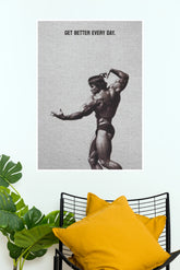 "Get Better Every Day" Bodybuilding Legend Poster – Vintage Monochrome Gym Motivational Wall Art for Home Gym, Office & Bedroom Decor(Gym And Motivational Poster)