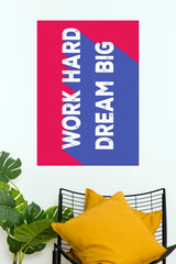 "Work Hard Dream Big" Vibrant Dual-Tone Typography Poster – Modern Pink & Blue Motivational Wall Art for Office, Home Gym & Bedroom Decor (Gym And Motivational Poster)