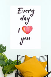 "Every Day I Love You" Watercolor Red Heart Poster – Romantic Hand-Lettered Calligraphy Wall Art for Master Bedroom, Living Room & Anniversary Decor (Gym And Motivational Poster)