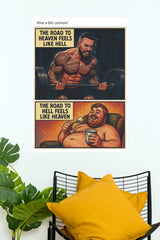 "Road To Heaven" Fitness Contrast Wall Poster (Gym And Motivational Poster)