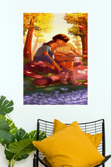 Romantic Couple Guitar Music Poster Sunset Love Wall Art(Love Posters)