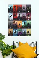Marvel Cinematic Universe Hero Silhouette Grid Matte Paper Poster (Marvel Posters)