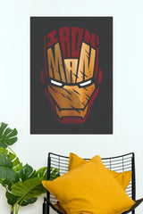 Iron Man Typographic Helmet Portrait Matte Paper Poster (Marvel Posters)
