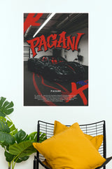 Pagani Huayra Red Accent Supercar Wall Art Paper Poster (Car Posters)