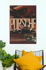 Porsche 911 GT3 RS Vintage Aesthetic Sports Car Wall Art Paper Poster (Car Posters)