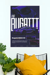 Bugatti EB110 SS Purple Hypercar Wall Art Paper Poster (Car Posters)