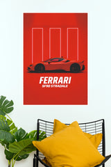 Ferrari SF90 Stradale Red Neon Aesthetic Supercar Wall Art Paper Poster (Car Posters)
