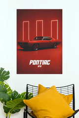 1968 Pontiac GTO Minimalist Neon Art Paper Poster (Car Posters)