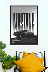 1969 Ford Mustang Mach 1 Minimalist Typography Paper Poster (Car Posters)