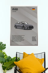 2022 Audi RS 6 Avant Technical Specs Paper Poster (Car Posters)