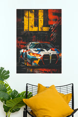 Grungy Racing Sports Car Paper Poster | Bold Automotive Wall Art (Car Posters)