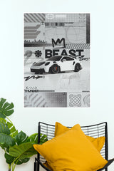 White Beast Sports Car Urban Streetwear Paper Poster | Modern Automotive Wall Art (Car Posters)