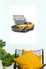 Ford Mustang Boss 302 Classic Muscle Car Poster | Automotive Wall Art (Car Posters)