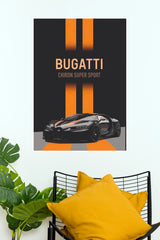 Bugatti Chiron Super Sport Racing Stripe Edition Poster | Luxury Car Wall Art (Car Posters)