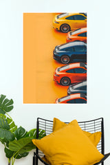 Porsche Lineup Multi-Color Sports Car Poster | Luxury Car Wall Art (Car Posters)