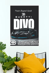 Bugatti Divo Power Beyond Limits Hypercar Poster | Luxury Car Wall Art (Car Posters)