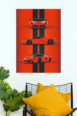 Red Ferrari Supercar Wall Poster – Luxury Sports Car Aesthetic (Car Posters)