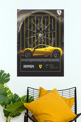 Ferrari Yellow Sports Car Poster – Luxury Supercar Wall Art (Car Posters)