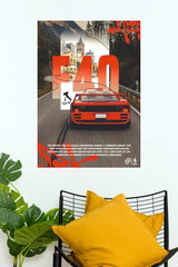 Ferrari F40 Classic Supercar Aesthetic Paper Poster (Car Posters)