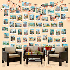 Piece Retro Travel Wall Art Collection | Super 60 Posters Set