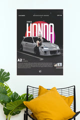 1990 Honda Civic JDM Anime Wall Art Poster | Nier Automata A2 Car Print (Car Posters)