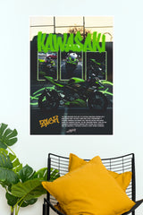 Kawasaki Ninja ZX-6R Sportbike Spec Sheet Poster – Lime Green Superbike Wall Art for Garage, Bedroom & Man Cave Decor (Car Posters)