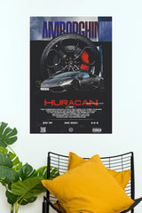Lamborghini Huracán LP 610-4 Spec Sheet Poster – Dark Urban V10 Supercar Wall Art for Garage, Gamer Room & Man Cave Decor (Car Posters)