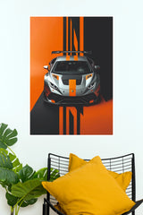 Lamborghini Huracan STO Silver & Orange Graphic Poster – Track-Focused V10 Supercar Wall Art for Garage, Office & Gamer Room Decor (Car Posters)