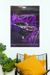 Mazda RX-7 FD "Shinobi" Edition Purple Graffiti Poster – Modified JDM Rotary Sports Car Wall Art for Gamer Room, Bedroom & Man Cave Decor (Car Posters)