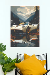 Pagani Huayra Mountain Reflection Poster (Car Posters)