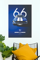 "1966 Shelby GT350" Classic Mustang Blue Graphic Wall Poster (Car Posters)