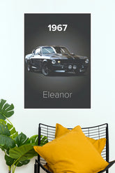 "1967 Shelby GT500 Eleanor" Minimalist Dark Wall Poster (Car Posters)