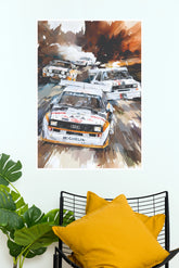 "Audi Sport Quattro S1 Group B" Watercolor Rally Wall Poster (Car Posters)