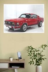"1967 Ford Mustang Fastback Red Classic" Studio Wall Poster (Car Posters)