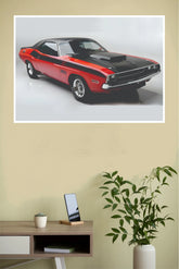 "1970 Dodge Challenger T/A Red & Black" Studio Wall Poster (Car Posters)