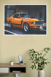 "1970 Ford Mustang Boss 302 Orange" Classic Muscle Wall Poster (Car Posters