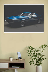 "1970 AMC Javelin Trans-Am Blue #14" Racing Wall Poster (Car Posters)