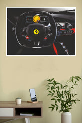"Ferrari Cockpit Steering Wheel Dashboard" Luxury Supercar Wall Poster (Car Posters)